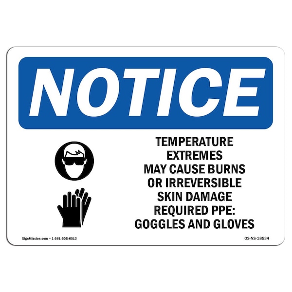 OSHA Sign, Temperature Extremes May Cause With Symbol, 14in X 10in Aluminum, 14" W, 10" H, Landscape